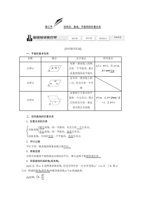 高中数学必修2__第二章《直线与平面的位置关系》知识点总结与练习