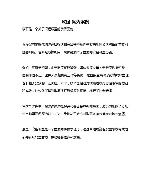 议程 优秀案例