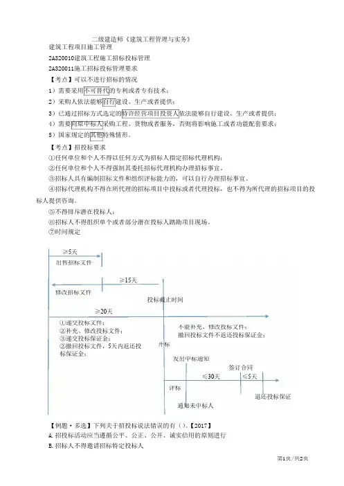 二建-建筑实务建筑工程施工招标投标管理