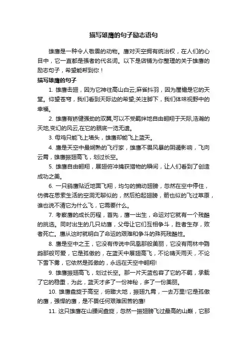 描写雄鹰的句子励志语句