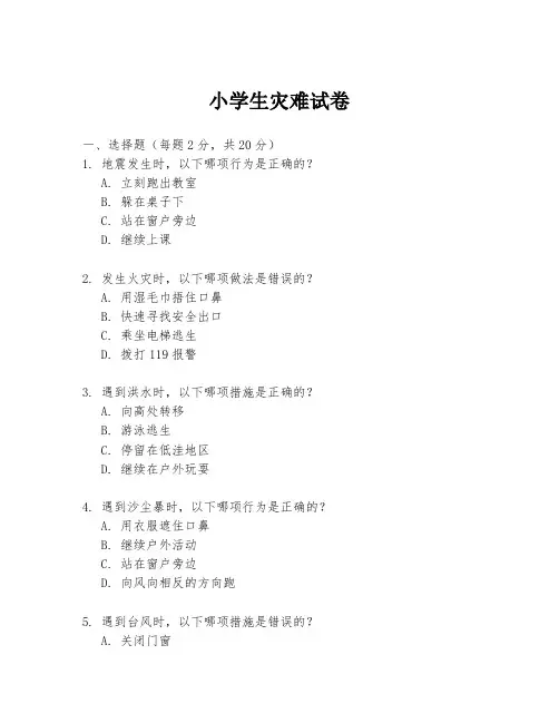 小学生灾难试卷