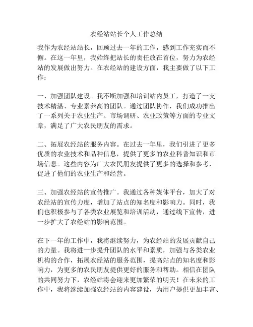 农经站站长个人工作总结