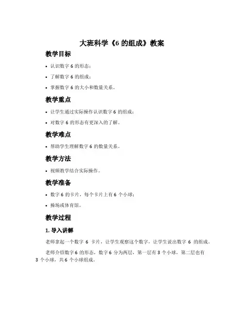 大班科学《6的组成》教案