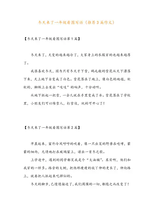 冬天来了一年级看图写话(推荐3篇作文)