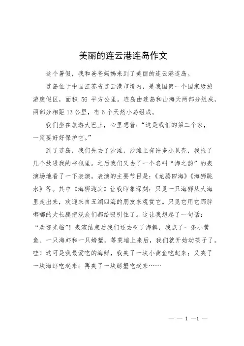 美丽的连云港连岛作文