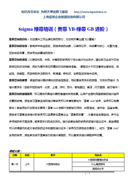 6sigma绿带培训(黄带YB-绿带GB进阶)