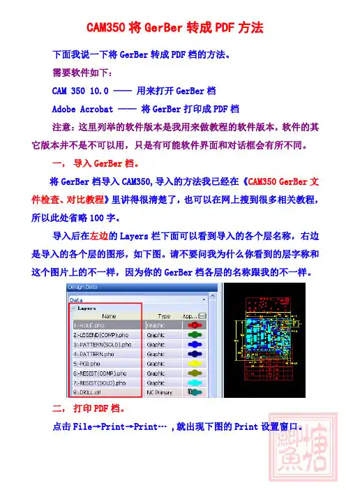 Layout鲫鱼塘――CAM350 将GerBer打印成PDF方法
