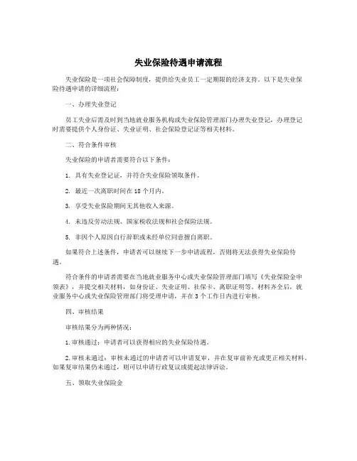失业保险待遇申请流程