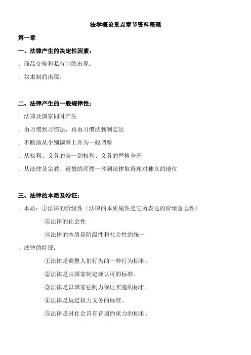 自考法学概论重点章节资料整理