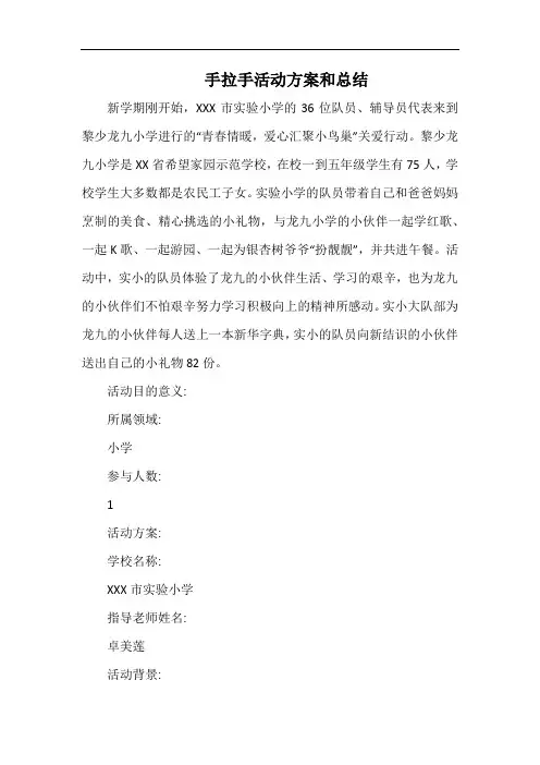 小学手拉手活动方案和总结1.docx