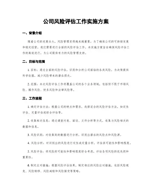 公司风险评估工作实施方案