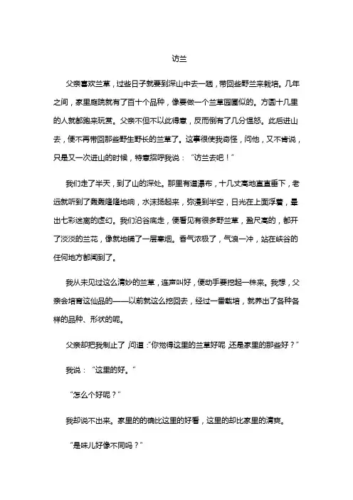 《访兰》阅读练习及答案