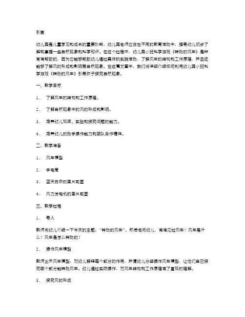 幼儿园小班科学游戏《转动的风车》教案：引导孩子探究自然现象