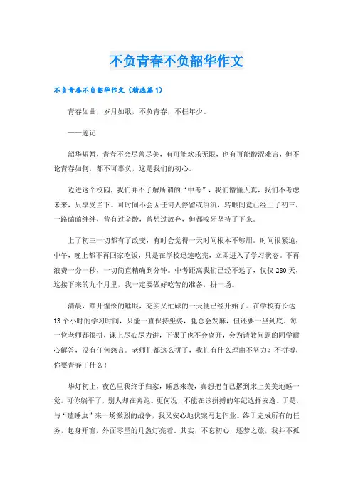 不负青春不负韶华作文