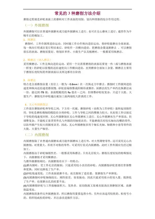 常见的3种磨削方法介绍