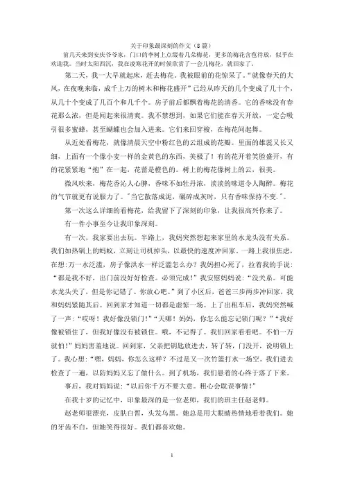 关于印象最深刻的作文(8篇)