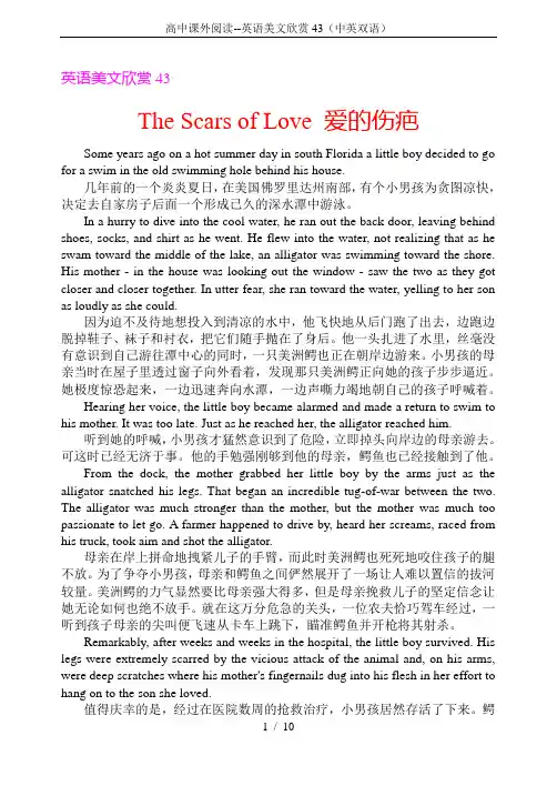 高中课外阅读--英语美文欣赏43(中英双语)