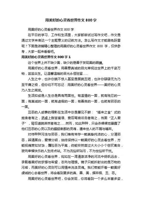 用美好的心灵看世界作文800字