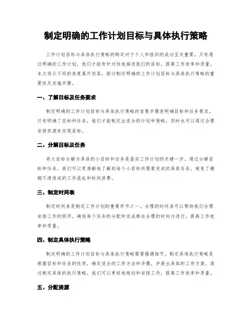 制定明确的工作计划目标与具体执行策略