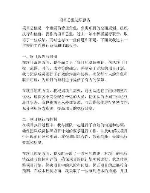 项目总监述职报告