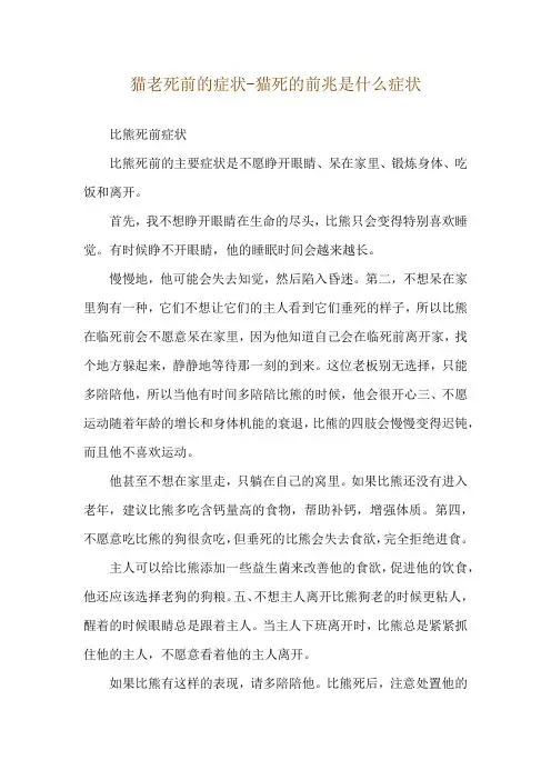 猫老死前的症状-猫死的前兆是什么症状