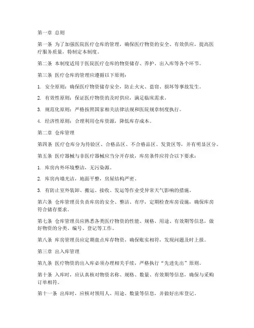 医院医疗仓库管理制度