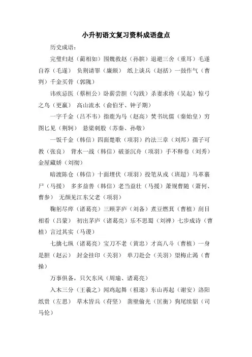 小升初语文复习资料成语盘点