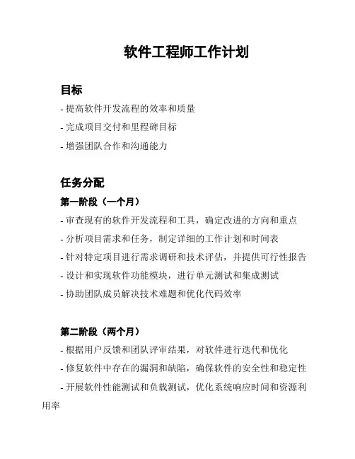 软件工程师工作计划