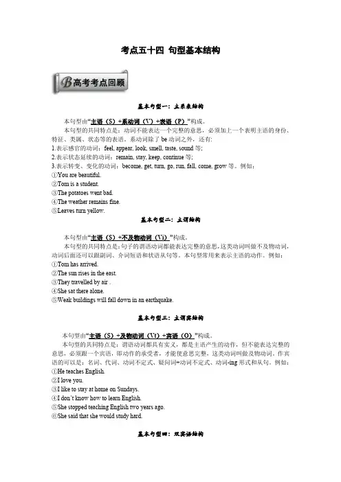 高考英语考点 54句型基本结构
