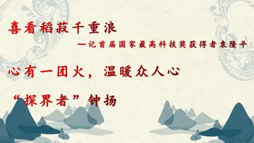 4《喜看稻菽千重浪》《心有一团火温暖众人心》《“探界者”钟扬》群文阅读课件统编版高中语文必修上册