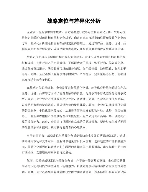 战略定位与差异化分析