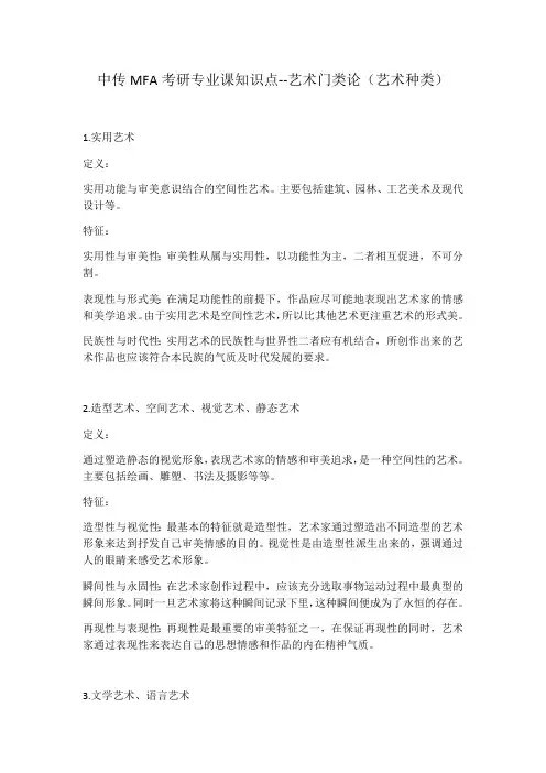 中传MFA考研专业课知识点--艺术门类论(艺术种类)