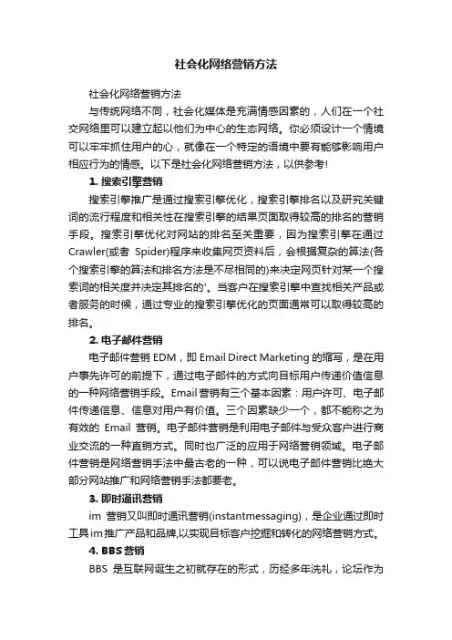 社会化网络营销方法