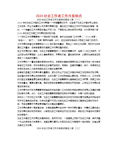 2024社会工作者工作计划格式3篇