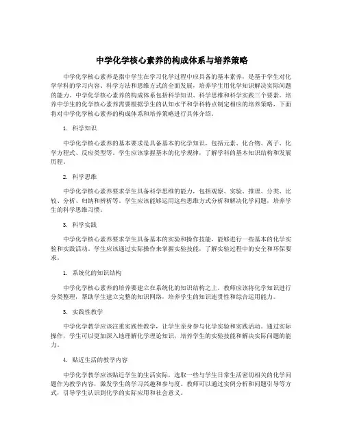 中学化学核心素养的构成体系与培养策略