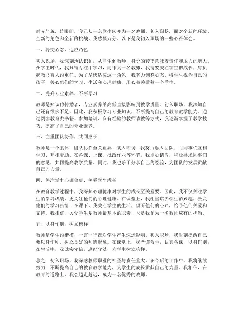 教师初入职场感受心得体会
