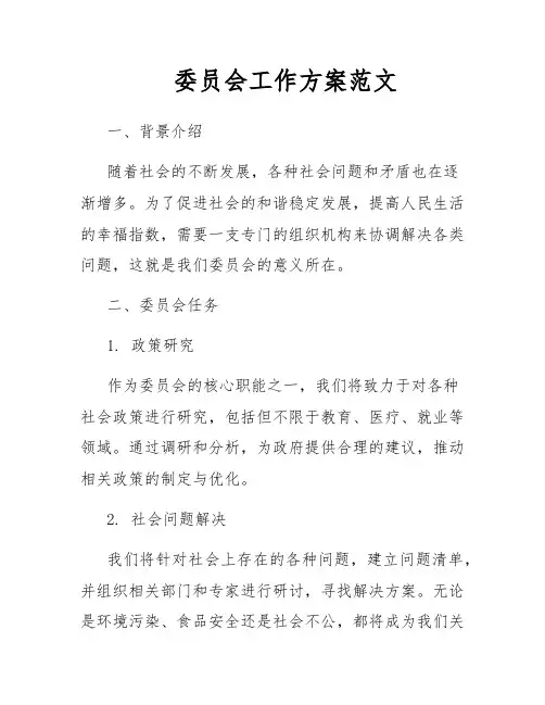 委员会工作方案范文