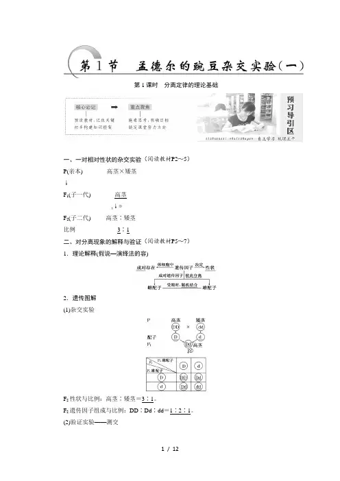 【人教版】2017年必修二生物_1.1.1《分离定律的理论基础》教学案(含答案)