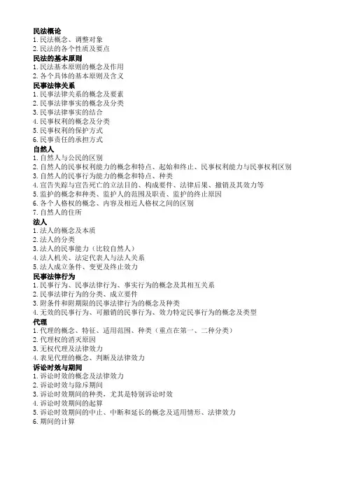 《民法总论》复习大纲