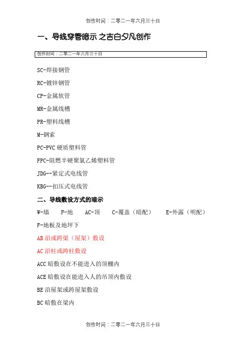 电缆敷设代号大全