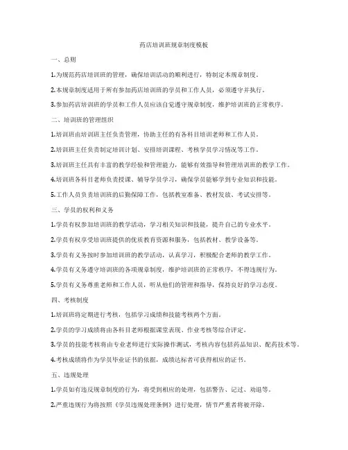 药店培训班规章制度模板