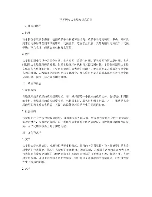 世界历史古希腊知识点总结