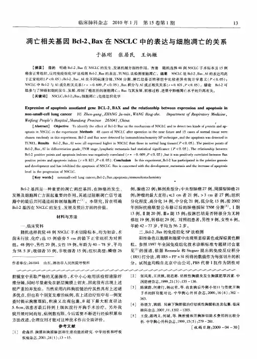 凋亡相关基因Bcl-2、Bax在NSCLC中的表达与细胞凋亡的关系