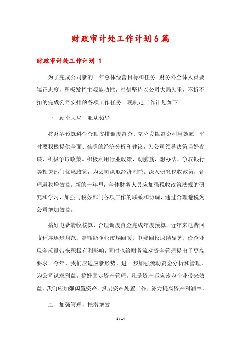 财政审计处工作计划6篇