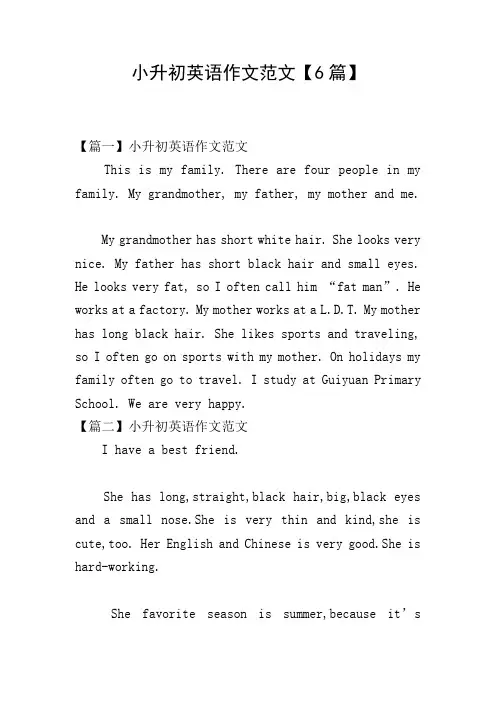 小升初英语作文范文【6篇】