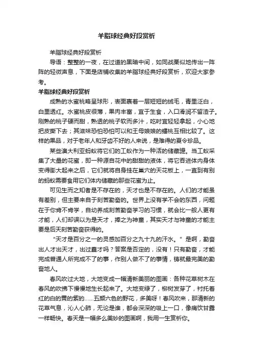 羊脂球经典好段赏析