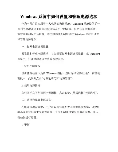 Windows系统中如何设置和管理电源选项