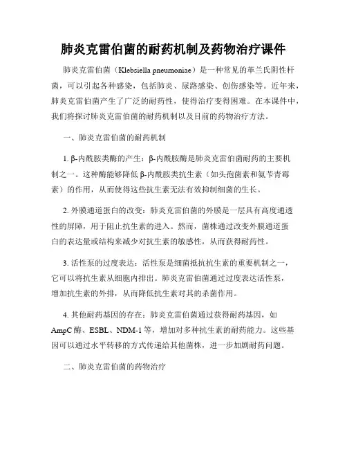 肺炎克雷伯菌的耐药机制及药物治疗课件