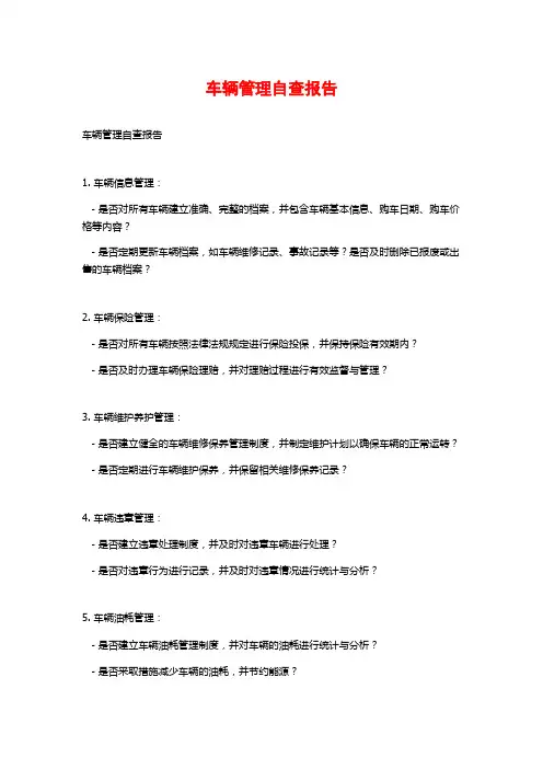 车辆管理自查报告