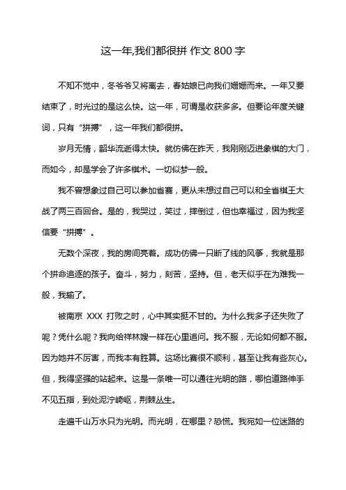 这一年,我们都很拼 作文800字